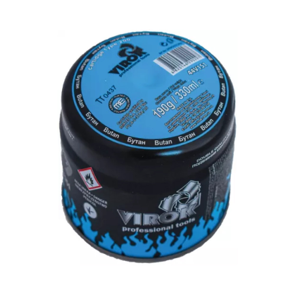 Балон газовий 1-разовий VIROK пробивний 190g/330ml type 200 BUTAN E417 44V151