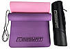 Килимок для йоги та фітнеса EasyFit TPE+TC 6мм двошаровий + Чохол фіолетовий з рожевим, фото 3