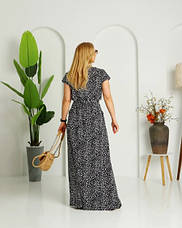 Легка довга сукня в чорному кольорі з білим принтована "Аліна". Розміри від 44 до 58, фото 3