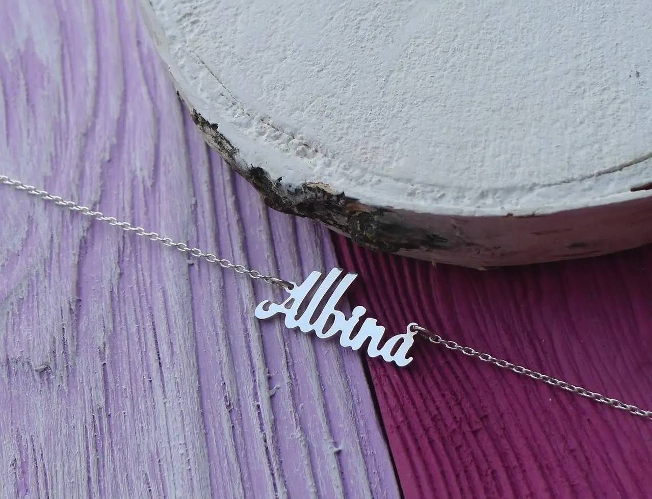 Срібне кольє з ім'ям Albina / ланцюжок з ім'ям Albina / срібна підвіска з ім'ям Albina