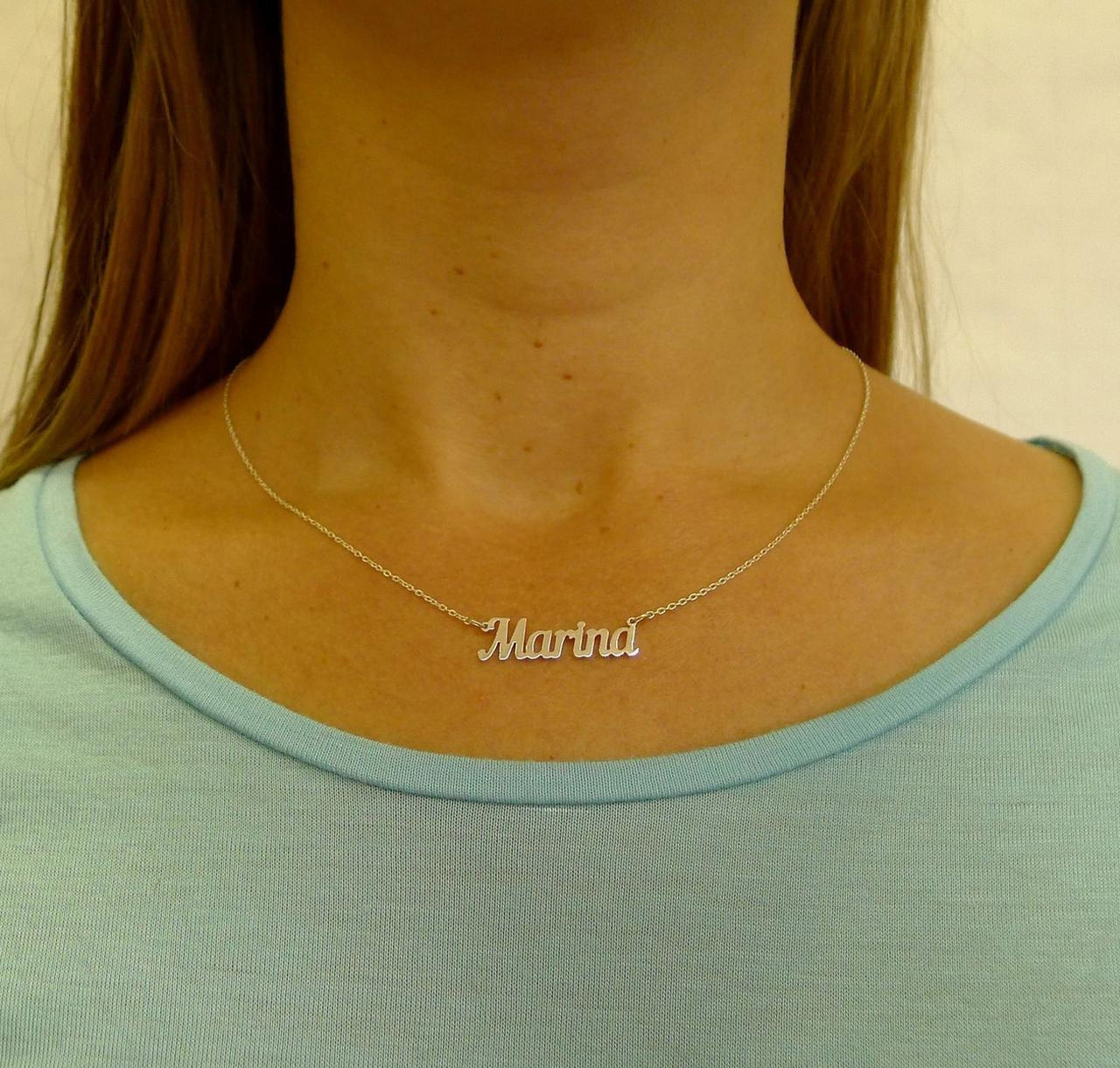 Срібне кольє з ім'ям Marina