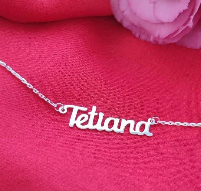 Срібне кольє з ім'ям Tetiana