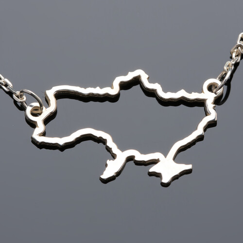 Патріотична підвіска Срібний ланцюжок карта України контур