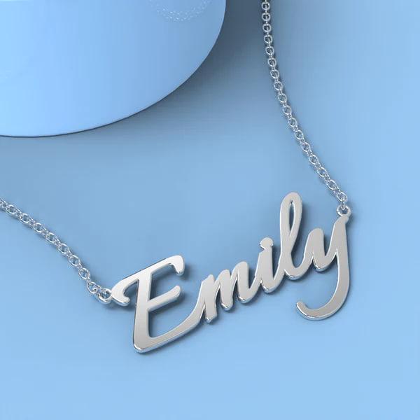 Срібне кольє з ім'ям Emily, срібне ім'я Ємілія англійською