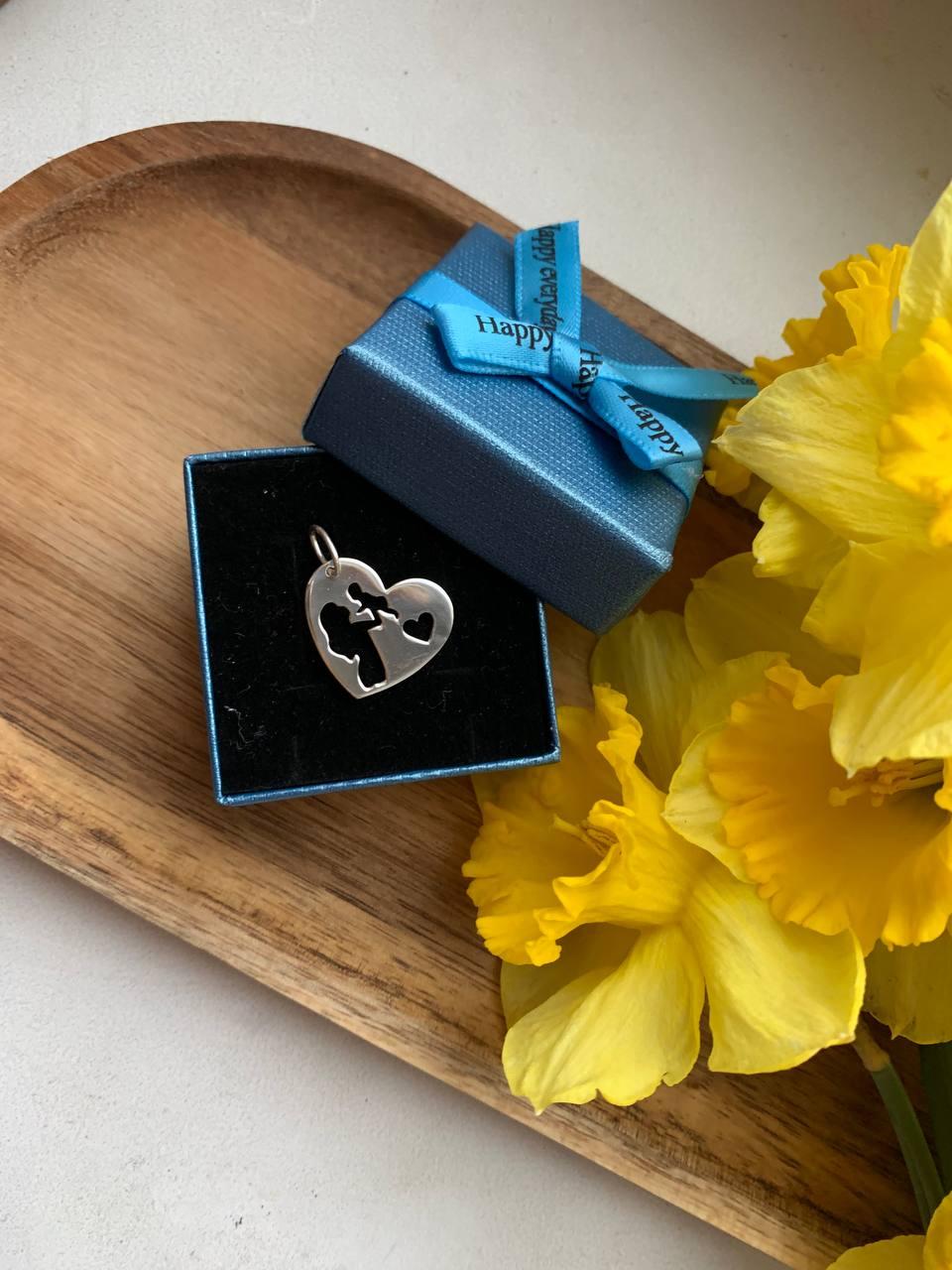 Срібне кольє подарунок мамі, мама та малюк, кольє кохання матері, подарунок на народження малюка