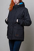 Парку куртка жіноча зимова з капюшоном Olymp - Black and Blue (чорна)