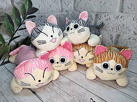 М'яка іграшка з пледом усередині Colorful Home Котик смугастий сірий 60 см, фото 5