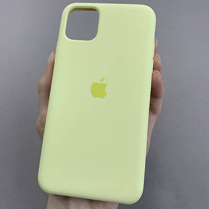 Чохол для Apple iPhone 11 Pro Max силіконовий кейс із мікрофіброю на айфон 11 про макс блідо жовтий slk, фото 1
