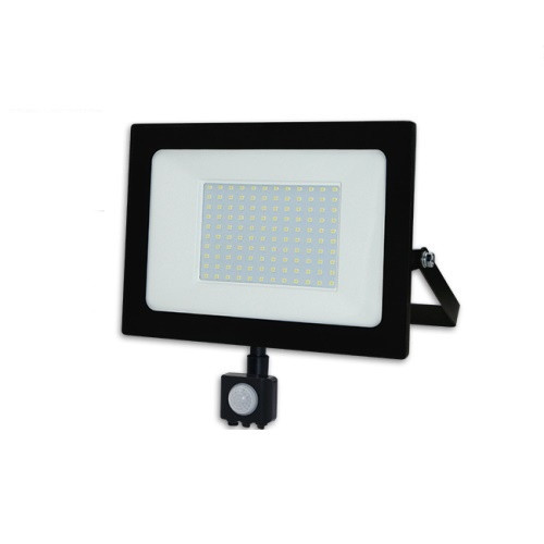 Світлодіодний LED прожектор, master LED, 100W, 4000K, IP65, з датчиком руху, чорний, гарантія 2роки, з Європи