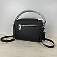 Шкіряна сумка форма трапеція з ручкою С101-КТ-4310 Чорна, фото 4