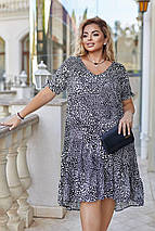 Штапельне літнє плаття міді короткий рукав великих розмірів, фото 3