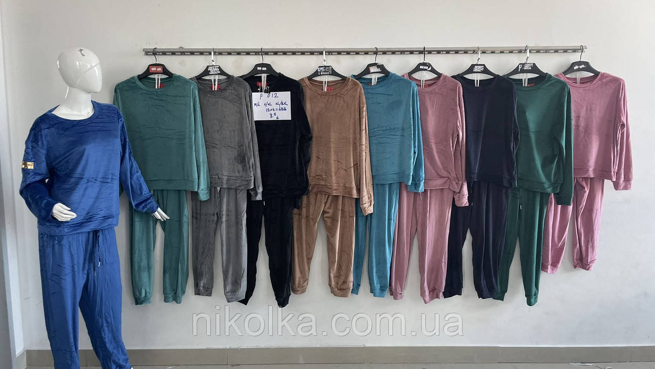 Спортивний велюровий жіночий костюм-двійка оптом, S-2XL рр., арт. Nk-F012, фото 1