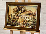 картина пейзаж з бурштина Сільська хата 30*40 см, фото 2