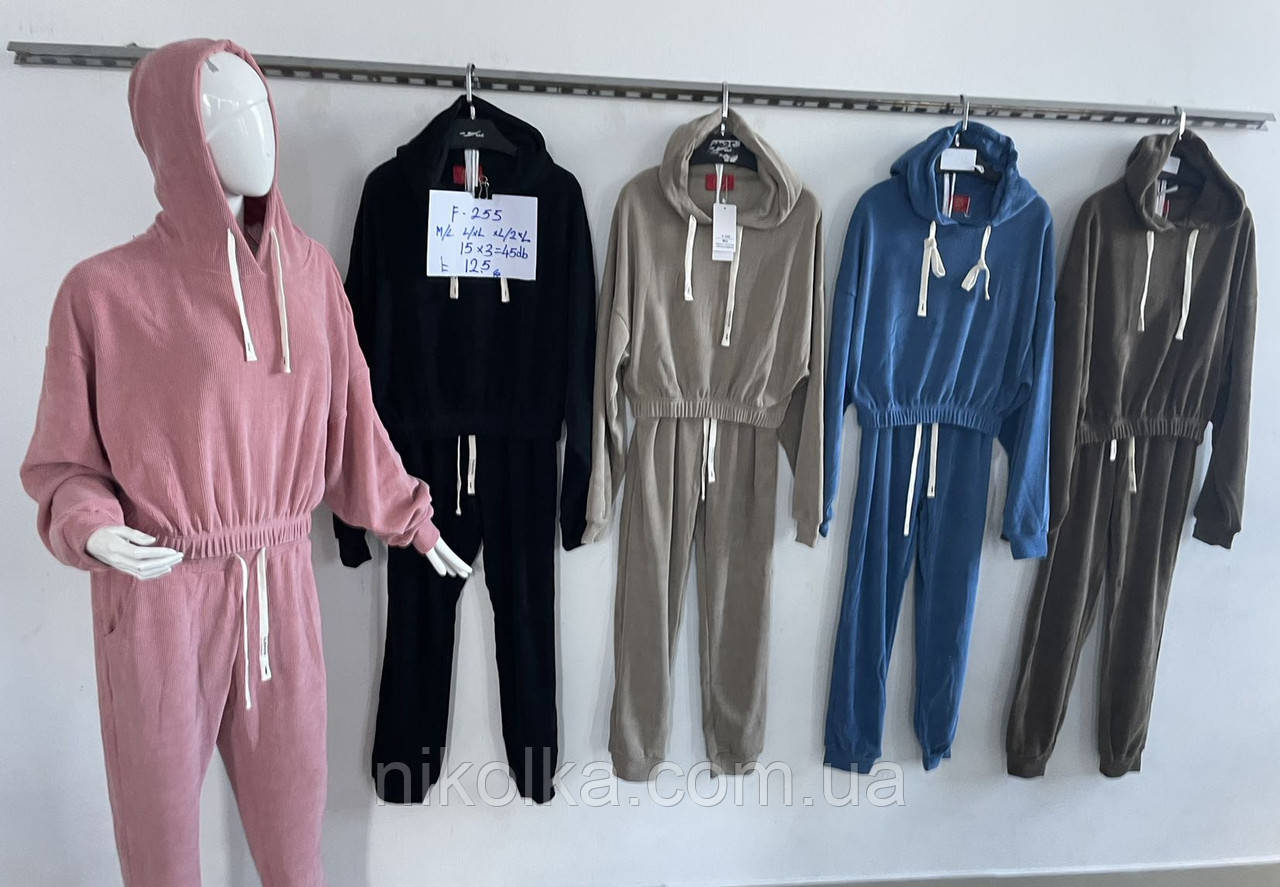 Спортивний велюровий жіночий костюм-двійка оптом, M-2XL рр., арт. Nk-F255, фото 1