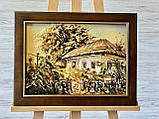картина пейзаж з бурштина Сільська хата 30*40 см, фото 3