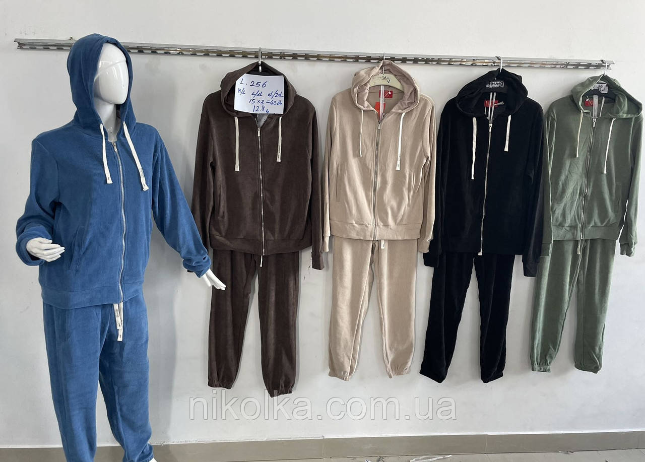 Спортивний велюровий жіночий костюм-двійка оптом, M-2XL рр.,  арт. Nk-L256, фото 1