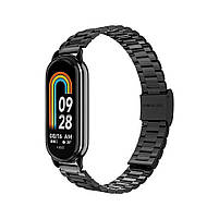 Ремінець для фітнес-браслету Xiaomi Mi Band 8 і 9 металевий тип В із застібкою чорний, фото 3