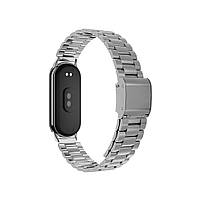 Ремінець для фітнес-браслету Xiaomi Mi Band 8 і 9 металевий тип В із застібкою сріблястий, фото 4