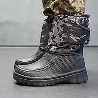 Чоловічі гумові чоботи на зиму в піксельний принт