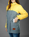 Парка куртка жіноча зимова з капюшоном Olymp — Grey and Yellow (сіро-жовта), фото 3