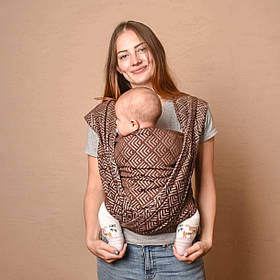 Слінг - шарф для дітей від народження жакардовий Розмір 3 (3,2 метри) шоколадний Geometry