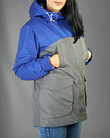 Парку куртка жіноча зимова з капюшоном Olymp - Grey and Blue (сіро-синя)