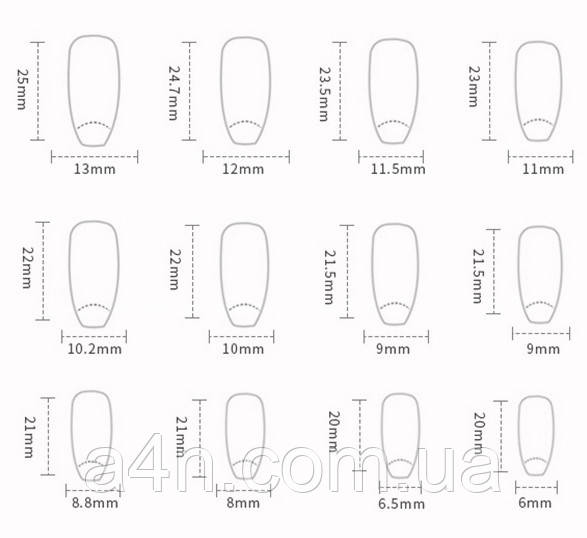 Размеры накладных ногтей