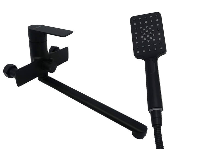 Змішувач для ванни довгий вилив AIM чорний матовий DG01153 (matte black) Зроби це - Vdalo