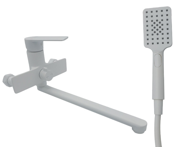 Змішувач для ванни довгий вилив AIM білий DG01153 (frosted white) Зроби це - Vdalo