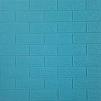 Декоративна стінова 3D панель самоклейка під цеглу бірюзовий 77*70 см 3 мм NNDesign