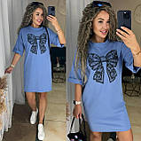 Стильна жіноча сукня вільного крою з принтом бантика, фото 2