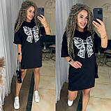 Стильна жіноча сукня вільного крою з принтом бантика, фото 4