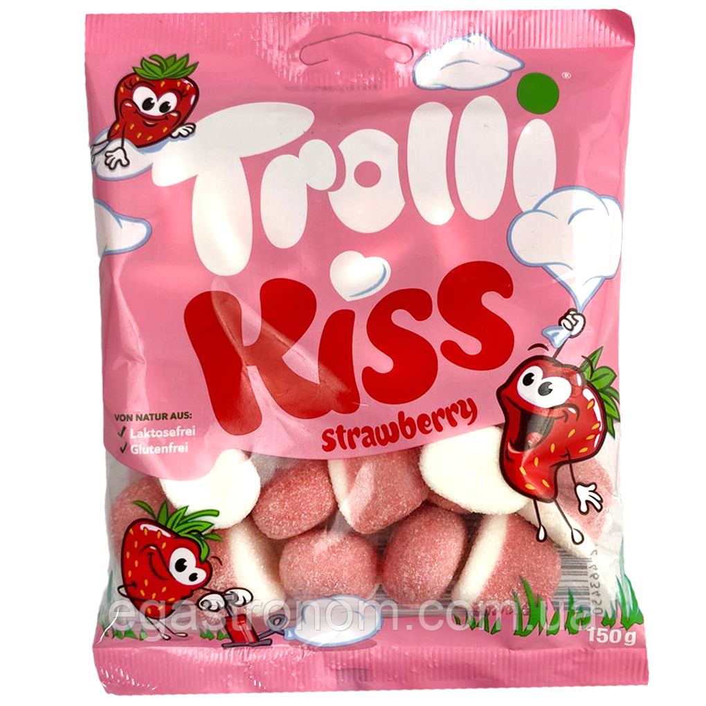 Желейки поцілунок полуниці Троллі Trolli strawberry kiss 150g 18шт/ящ (Код: 00-00016459)