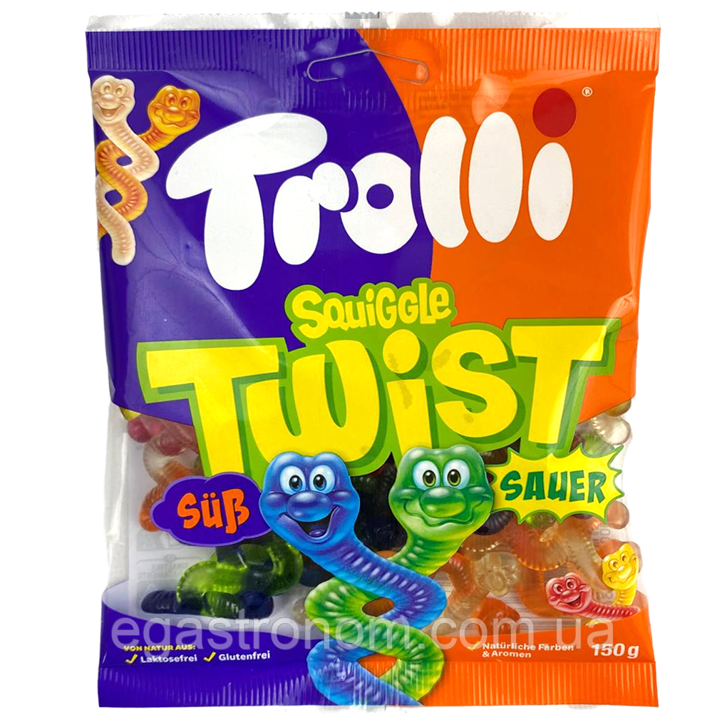 Желейки черв'яки Троллі Trolli squiggle twist 150g 18шт/ящ (Код: 00-00016460)