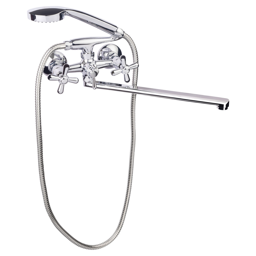 Змішувач для ванни Lidz Dominox 143 з поворотним виливом двохвентильний (з душовим гарнітуром) LDDOM143CRM35530 Chrome Зроби це -