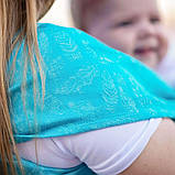 Слінг - шарф для дітей від народження жакардовий Розмір 3 (3,2 метри) бірюзовий Feathers, фото 6