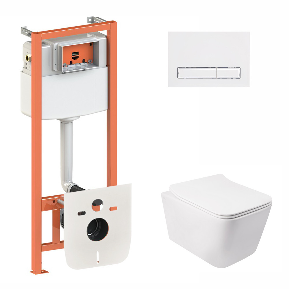 Готове рішення Qtap для ванної кімнати: підвісний унітаз Crow Rimless 520х360х290 + комплект інсталяції Nest 4 в 1 (лінійна