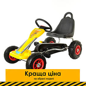 Дитячий карток Bambi M 1564-6 Жовтий | Педальна машинка веломобіль (машинка для картингу)