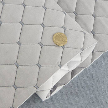 Автотканина Dinamika стьобана «Світло-сірий Ромб з темно-сірою ниткою», на поролоні 7мм та флізеліні, ширина 135см