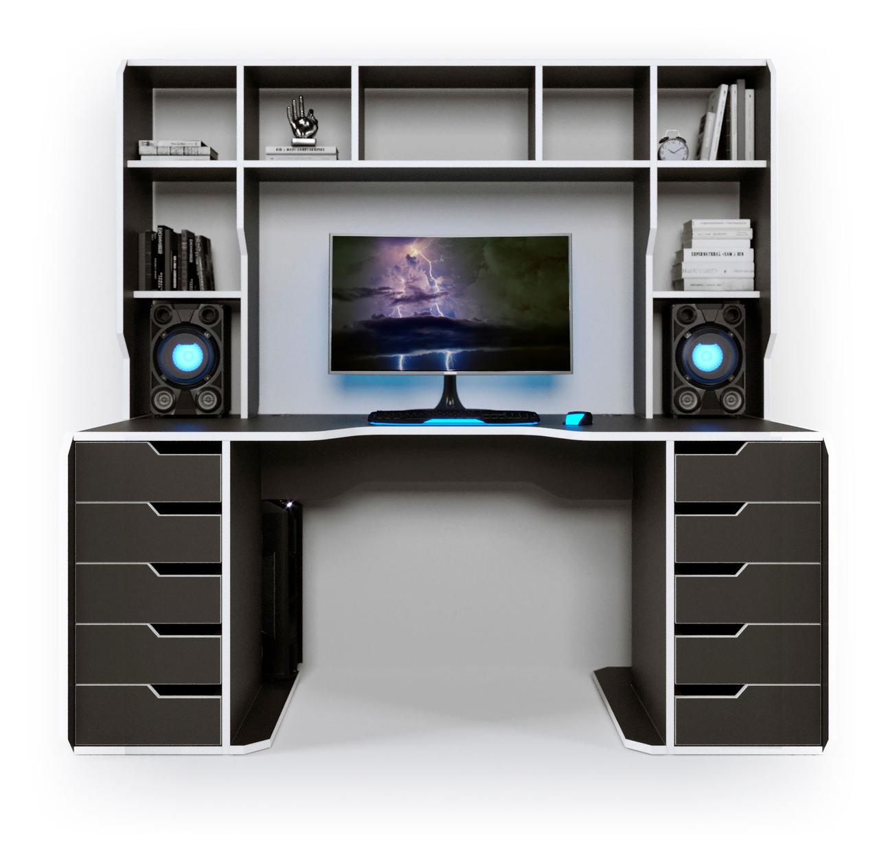 Геймерський ігровий стіл ZEUSTM VIKING 3S, колір чорний/білий