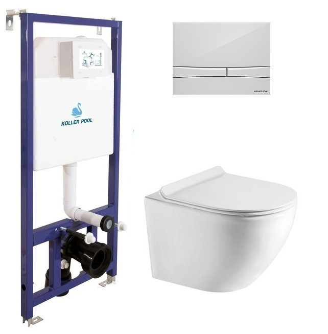 Інсталяція Koller Pool Dune 1200SL + Integro Cosmo White панель змиву + підвісний унітаз ROUND