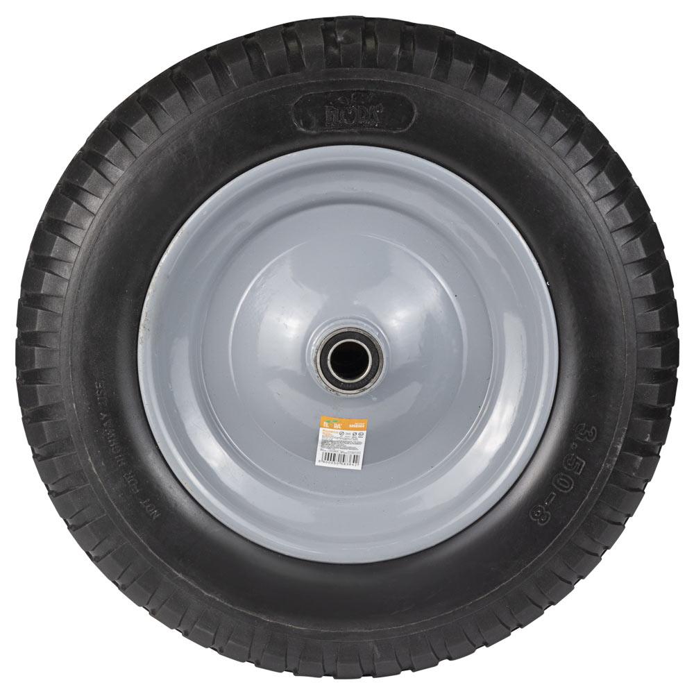 Колесо для тачки безкамерне поліуретанове 14" (3.50-8) 370×80мм вісь Ø16мм довжина 90мм FLORA (5058364) Зроби це - Vdalo