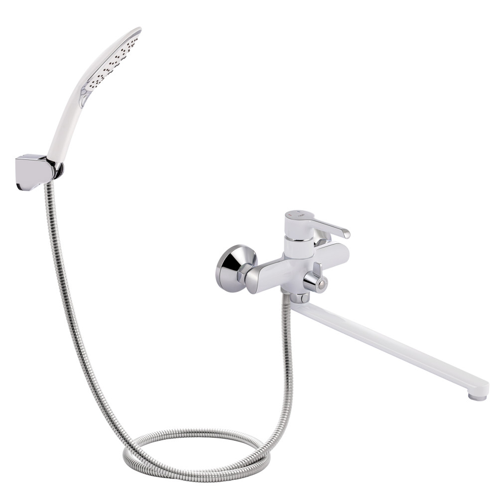 Змішувач для ванни Qtap Grand з поворотним виливом (з душовим гарнітуром) QTGRAWCR005 Chrome/White Зроби це - Vdalo