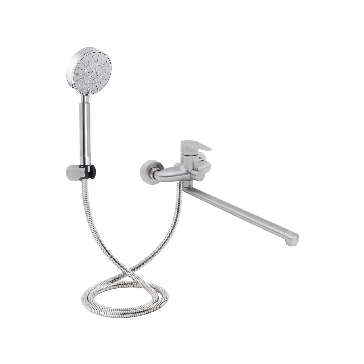 Змішувач для ванни Lidz Vida 005 з поворотним виливом (з душовим гарнітуром) (k35) LDVID005NKS38087 Nickel Зроби це - Vdalo