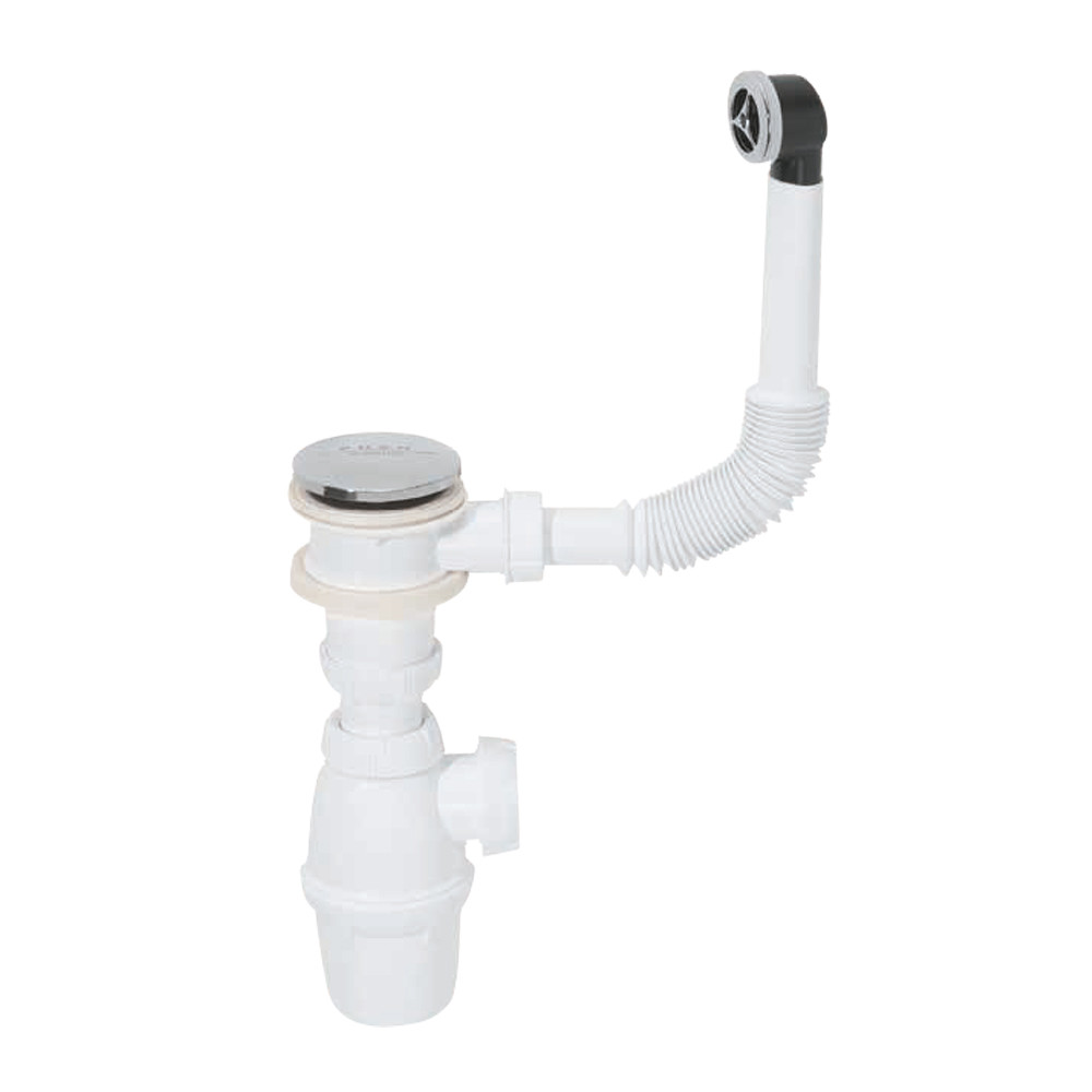 Сифон для раковини з донним клапаном Click-Clack та переливом 1¼"ר32мм WIRQUIN (9541821) Зроби це - Vdalo