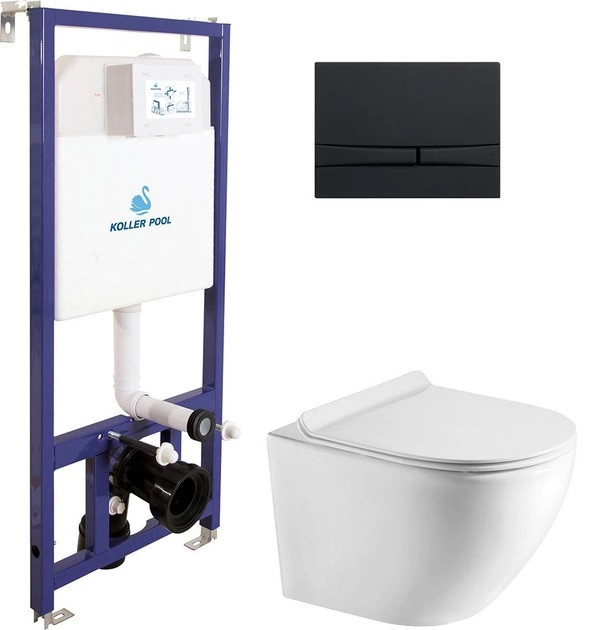 Інсталяція Koller Pool Dune 1200SL + Integro Cosmo Black matt панель змиву + підвісний унітаз Round SMART