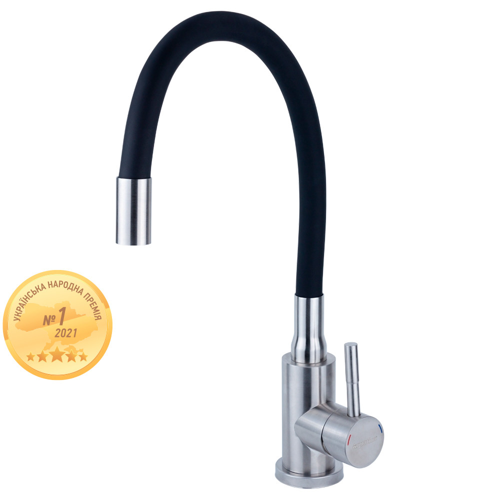 Змішувач KT Ø35 для кухні гусак силіконовий на гайці SS AQUATICA KT-4B570P (9722131) Зроби це - Vdalo