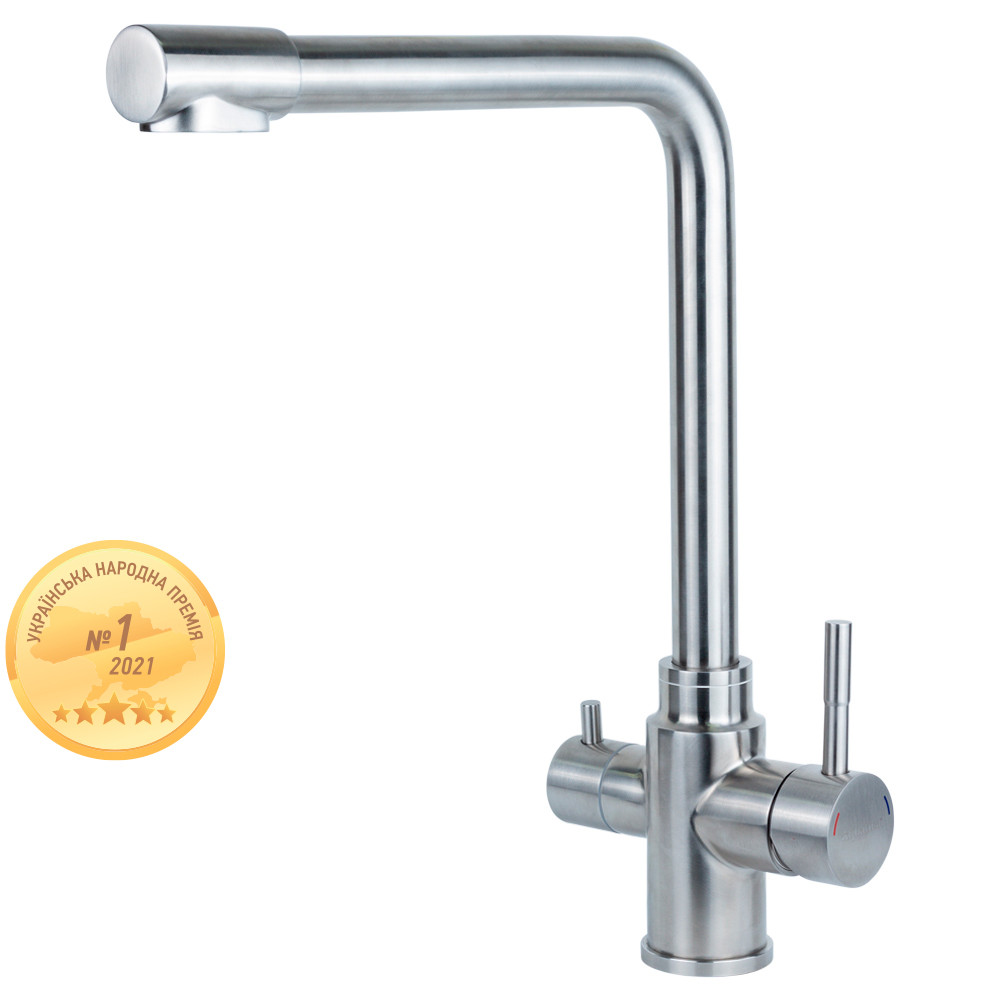 Змішувач KT Ø35 для кухні гусак з виходом для питної води на гайці SS AQUATICA KT-4B770P (9722121) Зроби це - Vdalo