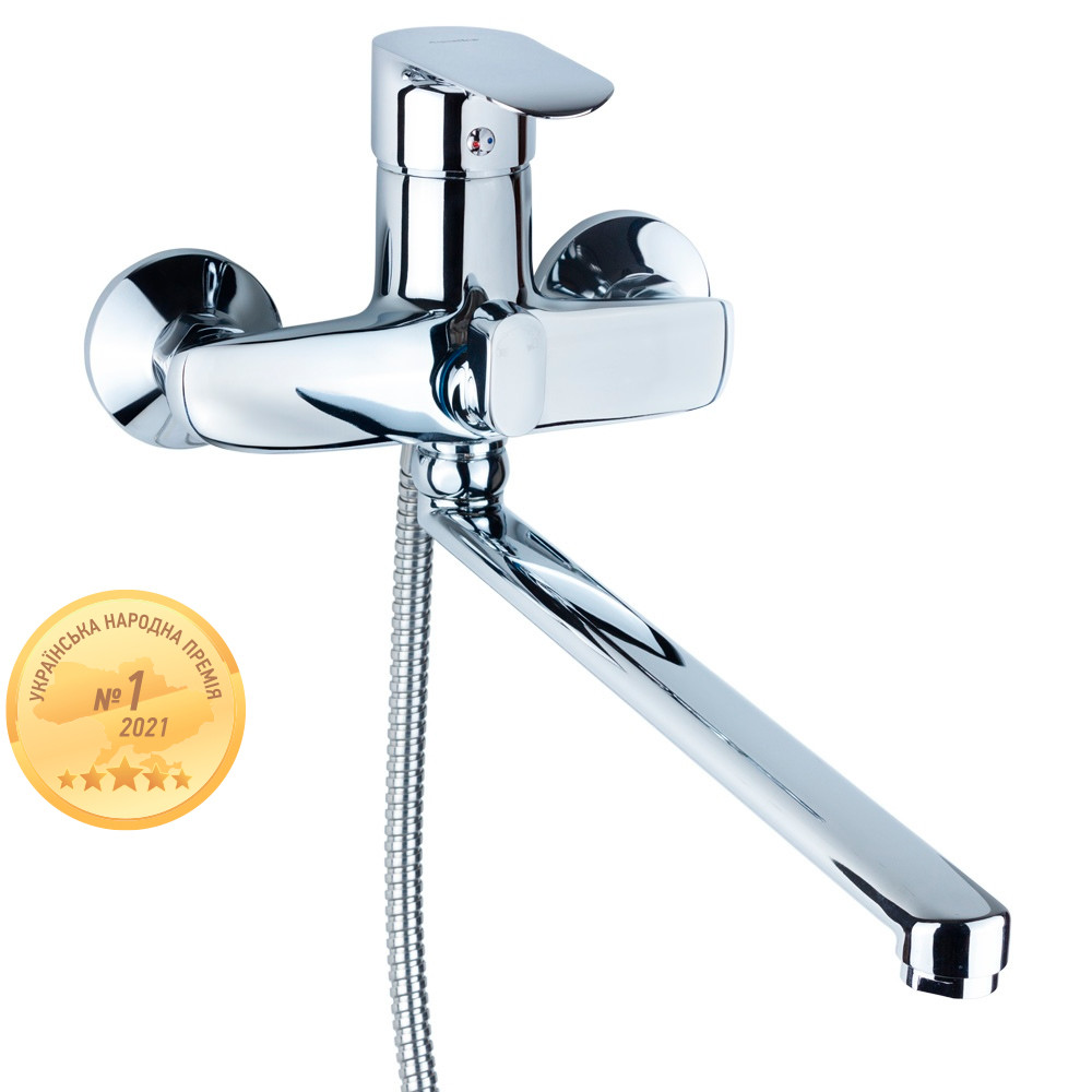 Змішувач KN Ø40 для ванни гусак прямий 350мм дивертор вбудований картріджний AQUATICA KN-2C228C (9738220) Зроби це - Vdalo