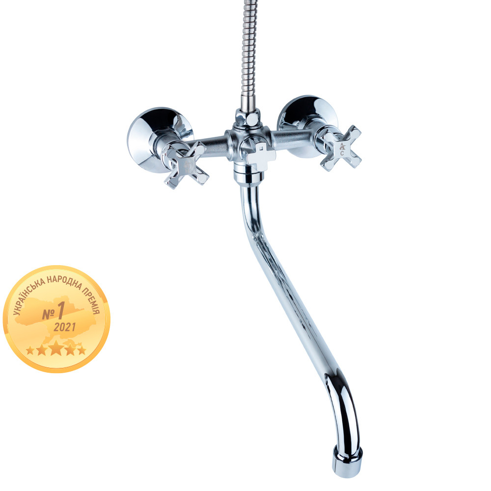 Змішувач QN ½" для ванни гусак вигнутий дивертор вбудований кульовий AQUATICA QN-2C458C (9786200) Зроби це - Vdalo